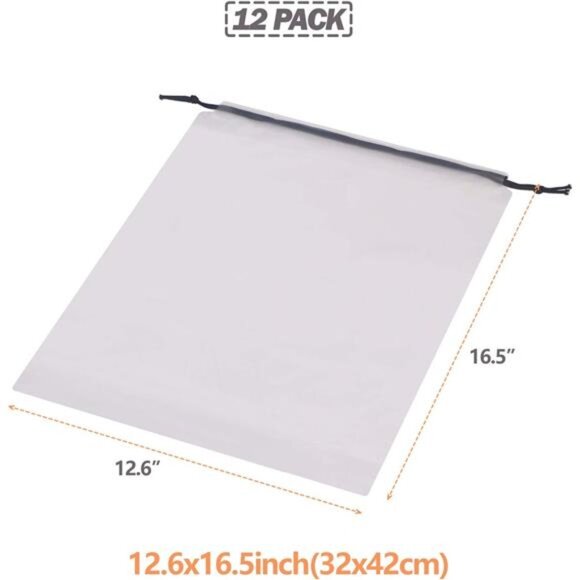 Set of 12 Transparent Shoe Bags for Travel Large Clear Shoes Storage Organizers - Picture 2 of 16